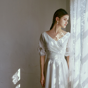 The Caserina Wedding Bridal Short Sleeve Gown