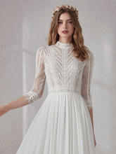 Load image into Gallery viewer, The Merlynda Wedding Bridal Long Illusion Sleeves Gown