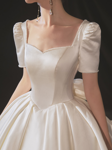 The Lecasa Wedding Bridal Short Sleeve Gown