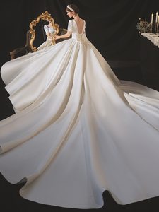 The Lecasa Wedding Bridal Short Sleeve Gown
