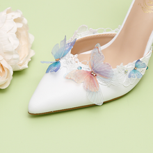 Load image into Gallery viewer, The Floral Edition - The Elisa White Butterfly Heels