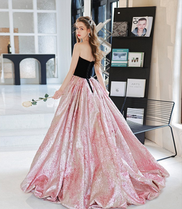 The Kalisa Black Pink Diamante Tube Dress