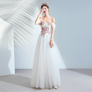 The Keira White Off Shoulder Tulle Gown